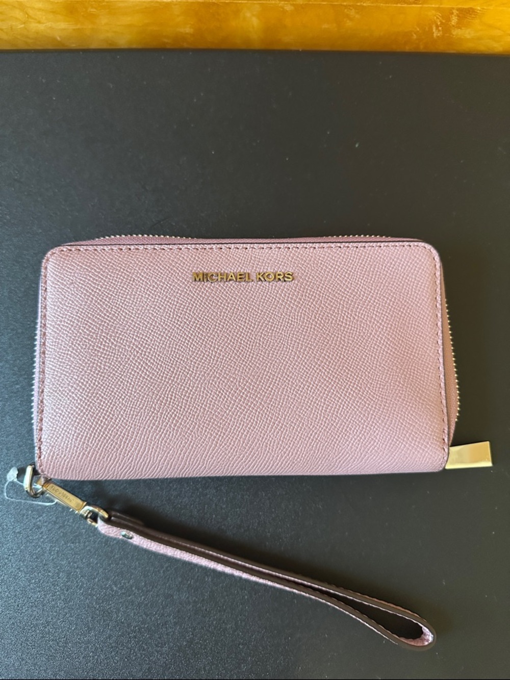 Michael Kors Blush Pink Zip Wristlet Wallet with Gold Hardware